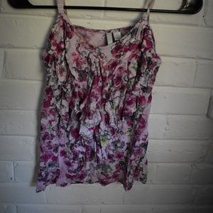Flower ruffle tank